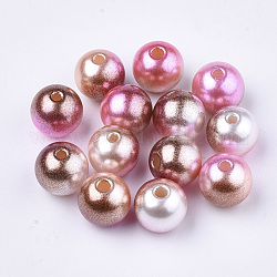 Perles en plastique imitation perles arc-en-abs, perles de sirène gradient, ronde, selle marron, 7.5~8x7~7.5mm, trou: 1.6 mm, environ 2000 pcs / 500 g