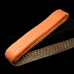 Nastro di maglia, corda di filo netto plastico, con cavo metallico di colore ab, corallo, 4.5cm, circa 25 iardae / pacco