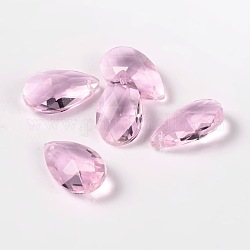 Facettierte tropfenglasanhänger, Perle rosa, 22x13x7 mm, Bohrung: 1 mm