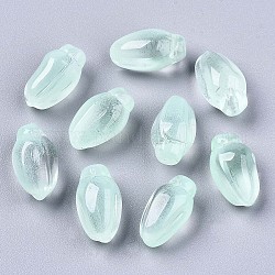 Transparent Spray Painted Glass Beads, Flower, Imitation Jelly, Pale Turquoise, 15x9x8mm, Hole: 1.2mm