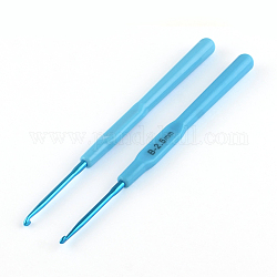 Aluminum Crochet Hooks with Plastic Handle Covered, Dodger Blue, Pin: 2.5mm, 140x9x7.5mm