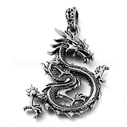 Pendente in lega stile tibetano, ciondoli del drago, argento antico, 46.5x40x6.5mm, Foro: 7x4 mm