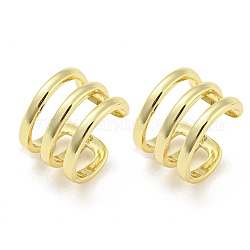 Brass Multi Lines Cuff Earrings, Non Piercing Earrings, Real 18K Gold Plated, 12x9x12.5mm