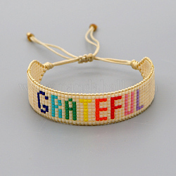 Bracelet en perles de rocaille miyuki tressées, mot reconnaissant bracelet d'amitié pour les femmes, mot, 11 pouce (28 cm)