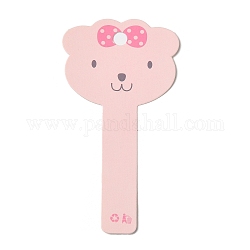 Дисплей картона карточки зажим волос, медведь, розовые, 9.5x5x0.04 см, отверстие : 6 мм