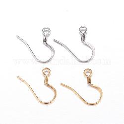 304 Stainless Steel French Earring Hooks, Flat Earring Hooks, Ear Wire, with Horizontal Loop, Mixed Color, 14x17x2mm, Hole: 2mm, 21 Gauge, Pin: 0.7mm