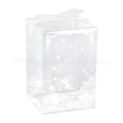 Faltbare transparente PVC-Boxen, für Handwerk Süßigkeiten Verpackung Hochzeitsfeier bevorzugen Geschenkboxen, Rechteck mit Blumenmuster, Transparent, 7.5x5x4.5 cm