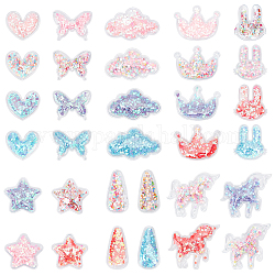 CHGCRAFT 32Pcs 8 Styles PVC and Paillette Decoration, DIY Craft Decoration, Mixed Shapes, Mixed Color, 4pcs/style
