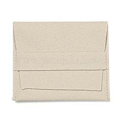 Velvet Cloth Jewelry Flap Pouches, Folding Envelope Bag for Earrings, Bracelets, Necklaces Packaging, Rectangle, Antique White, 7.2x8.5cm