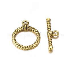 ibetan Style Alloy Toggle Clasps, Lead Free and Cadmium Free, Antique Golden, 22.5x18mm, Hole: 2mm