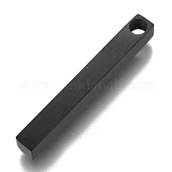 Placage ionique (ip) 304 pendentif poli en acier inoxydable, bar, noir, 40x5x5mm, Trou: 3mm