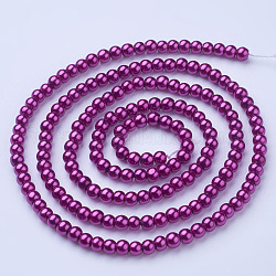 Chapelets de perles en verre nacré, nacré, ronde, camélia, 4~5mm, Trou: 0.8~1mm, Environ 216 pcs/chapelet, 32 pouce