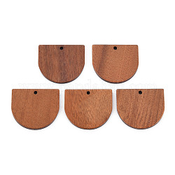 Colgantes de madera de nogal natural, medio ovalada, bronceado, 23.5x27x2.5mm, agujero: 1.8 mm