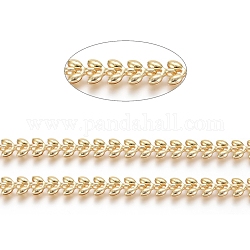 Brass Handmade Cobs Chains, Link Chains, with Spool, Long-Lasting Plated, Unwelded, Leaf, Real 18K Gold Plated, 6x5x2mm, about 32.8 Feet(10m)/roll