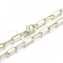 Cadenas de clip de latón, Elaboración de collar de cadenas de cable alargadas dibujadas, con cierre de langosta, la luz de oro, 17.71 pulgada (45 cm) de largo, link: 3.6x10 mm, anillo de salto: 5x1 mm