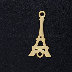 201 connettori per maglie in acciaio inossidabile, Torre Eiffel, oro, 17.5x8.5x1mm, Foro: 1.4 mm