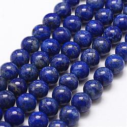 Chapelets de perle en lapis-lazuli naturel, ronde, 12mm, Trou: 1mm, Environ 32 pcs/chapelet, 15.5 pouce (395 mm)