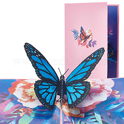 Rectangle 3d papillon pop up papier carte de voeux, avec enveloppe, carte d'invitation d'anniversaire de mariage pour la saint valentin, le modèle de papillon, 180x130x3mm
