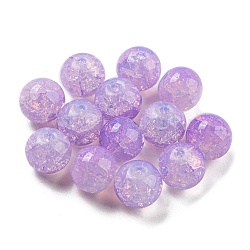 Transparent Spray Painting Crackle Glass Beads, Round, Medium Purple, 10mm, Hole: 1.6mm, 200pcs/bag