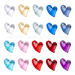100шт 10 цвета прозрачные акриловые подвески, граненые, сердце, разноцветные, 11x9x4 мм, отверстие : 0.5 мм, 10 шт / цвет