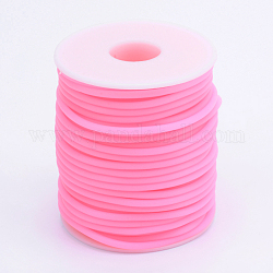 Hohlrohr PVC-Schlauch aus synthetischem Kautschuk, um weiße Kunststoffspule gewickelt, neon rosa , 4 mm, Bohrung: 2 mm, ca. 16.4 Yard (15m)/Rolle