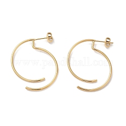 304 boucles d'oreilles clous pendantes en acier inoxydable pour femme, véritable 18k plaqué or, 38.5x1.5mm