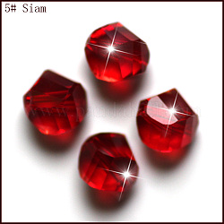 Perles d'imitation cristal autrichien, grade AAA, facette, polygone, rouge foncé, 10mm, Trou: 0.9~1mm