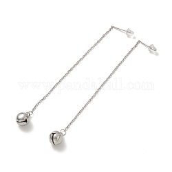 304 catena lunga in acciaio inossidabile con orecchini pendenti a campana piccola da donna, colore acciaio inossidabile, 106x1.2mm, ago :0.7mm