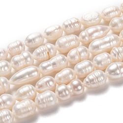 Brins de perles de culture d'eau douce naturelles, riz, bisque, 8~23x8~9mm, Trou: 0.8mm, Environ 31 pcs/chapelet, 13.58 pouce (34.5 cm)