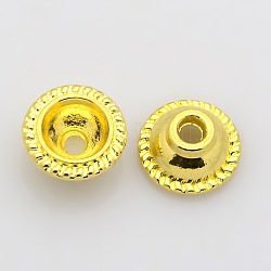 チベット風合金ビーズキャップ  鉛フリー＆カドミウムフリー  ゴールドカラー  10x5mm  穴：2mm