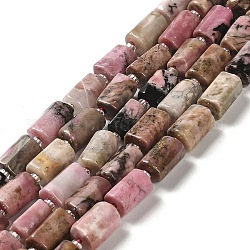 Chapelets de perles en rhodonite naturelle, avec des perles de rocaille, facette, colonne, 8.5~11x5.5~6.5mm, Trou: 1mm, Environ 14~15 pcs/chapelet, 7.48'' (19 cm)