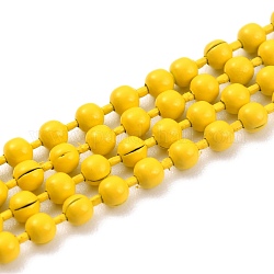 Cadenas de bolas de latón hechas a mano, soldada, con carrete, amarillo, 3mm, 32.8 pie (10 m) / rollo