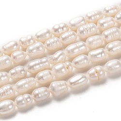 Brins de perles de culture d'eau douce naturelles, riz, bisque, 7~9x6mm, Trou: 0.8mm, Environ 39 pcs/chapelet, 13.39 pouce (34 cm)