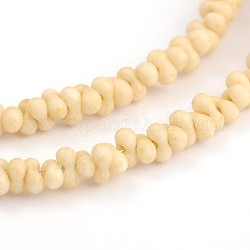 Frosted Bone Glass Bead Strands, Wheat, 4x2mm, Hole: 1mm; about 260pcs/strand, 16.53~16.92 inch(42~43cm)