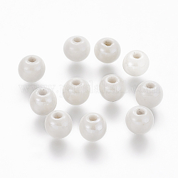 Perles rondes en porcelaine manuelles, blanc, 6mm, Trou: 1.5mm