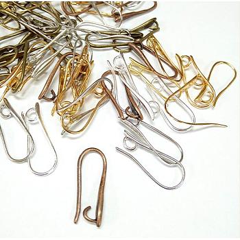 Ganchos pendiente de bronce para los diseños de pendiente, cable de oreja, con bucle, sin plomo y el cadmio, color mezclado, 20.5x8.5x2.5mm, agujero: 2 mm, pin: 1 mm