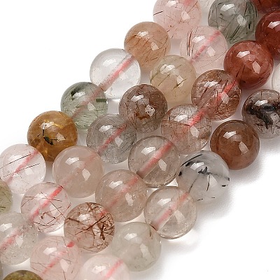 Нити бусин из натурального многоцветного рутилового кварца G-G300-A03-6mm-1