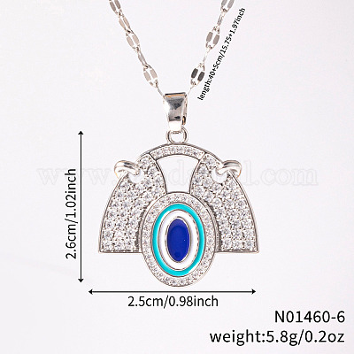 Латунный веер с синей эмалью и овальными подвесками CL4028-6-1