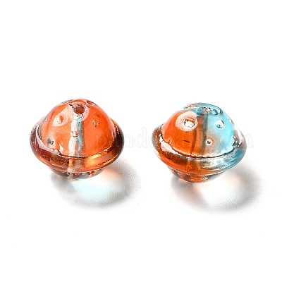 透明ガラスビーズ 惑星 ミックスカラー 13x16mm 穴：1.6mmの通販