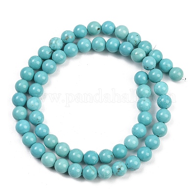 Синтетические зеленый бирюзовый бисер пряди G-T055-6mm-12-1-1