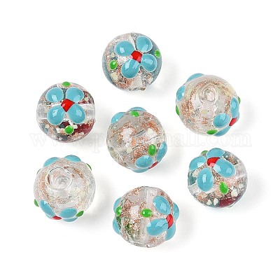 Светящиеся бусины лэмпворк из золота и песка ручной работы LAMP-N035-04A-1