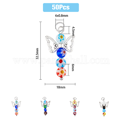 50 шт. подвески из стекла миллефиори ручной работы FIND-DC0002-64-1