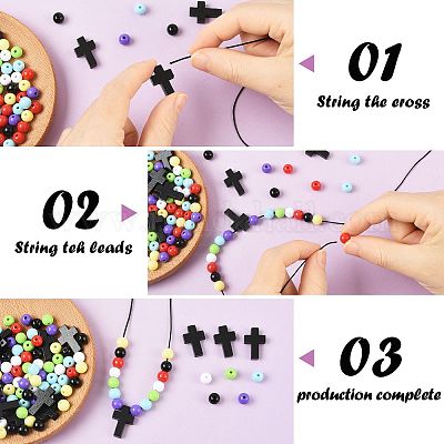 Наборы для изготовления ожерелий с подвесками-крестами своими руками DIY-FS0009-08-1
