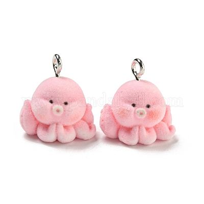 フロッキーアクリルパーツ 鉄パーツ ピンク プラチナ タコ 20.5