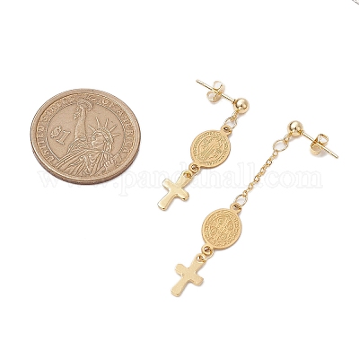 Длинные висячие серьги-гвоздики из латунных цепочек для женщин EJEW-JE06224-1