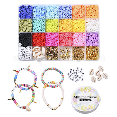 6pcs Multicolor Polymer Clay Beaded String For Diy Jewelry Making