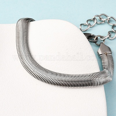 Браслеты из нержавеющей стали 304 с цепочками-елочками для женщин BJEW-P361-01P-1