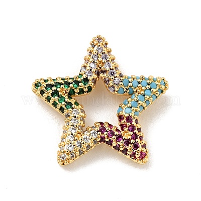 Латунное покрытие стойки микро паве кубический цирконий соединительные кольца KK-D078-02G-04-1