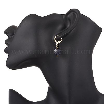 2 пара серег из латуни с синтетическим синим авантюрином EJEW-JE06617-1