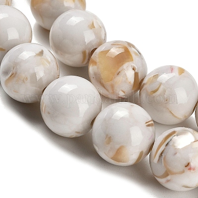 Собранные нити бусин из синтетического камня и ракушек трохус G-B128-08D-01-1